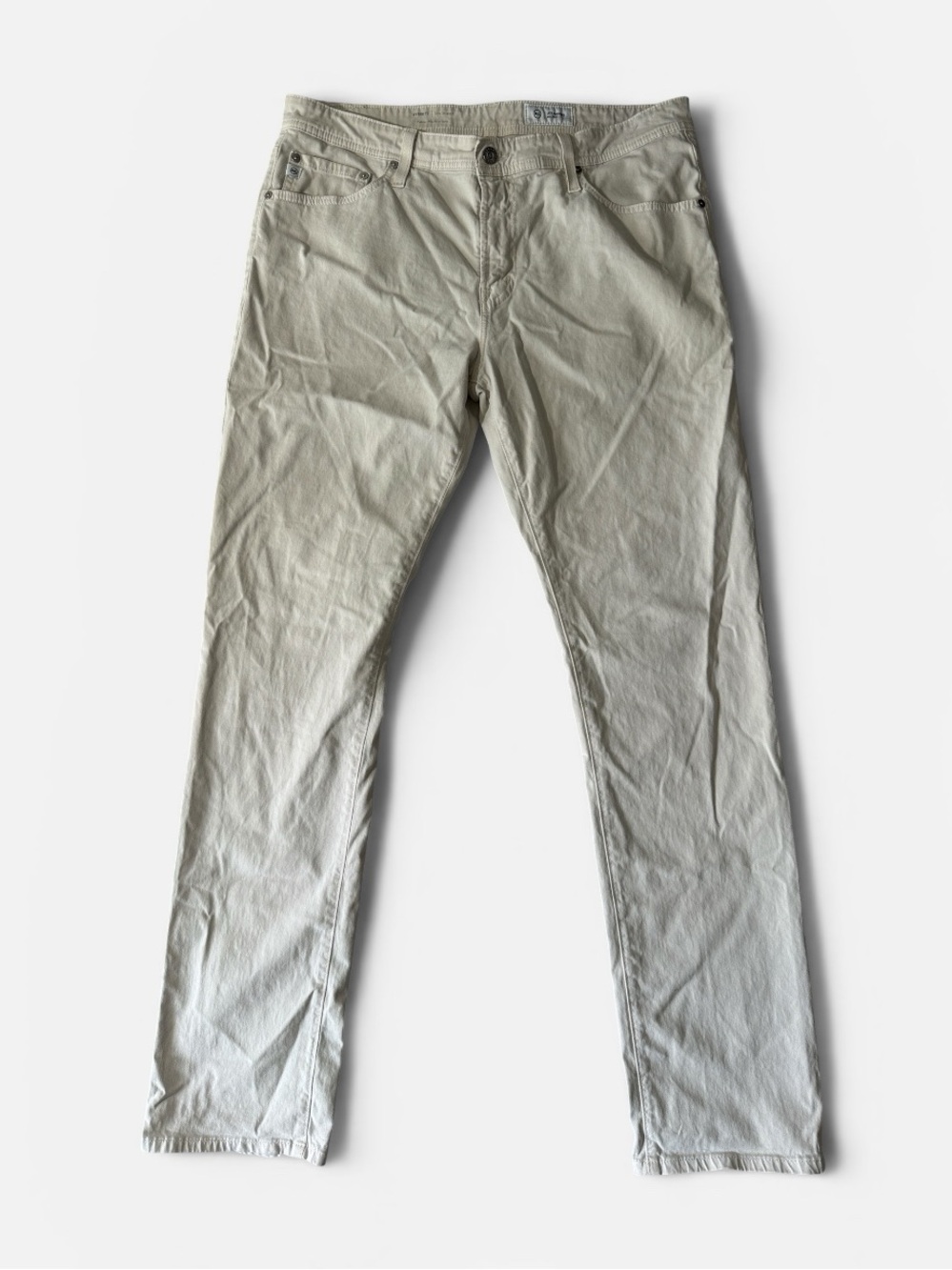 Adriano Goldschmied mens 36x34 cream Everett slim straight denim jeans